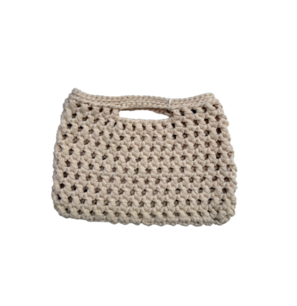 Small Cream Crochet  - Handmade Bag