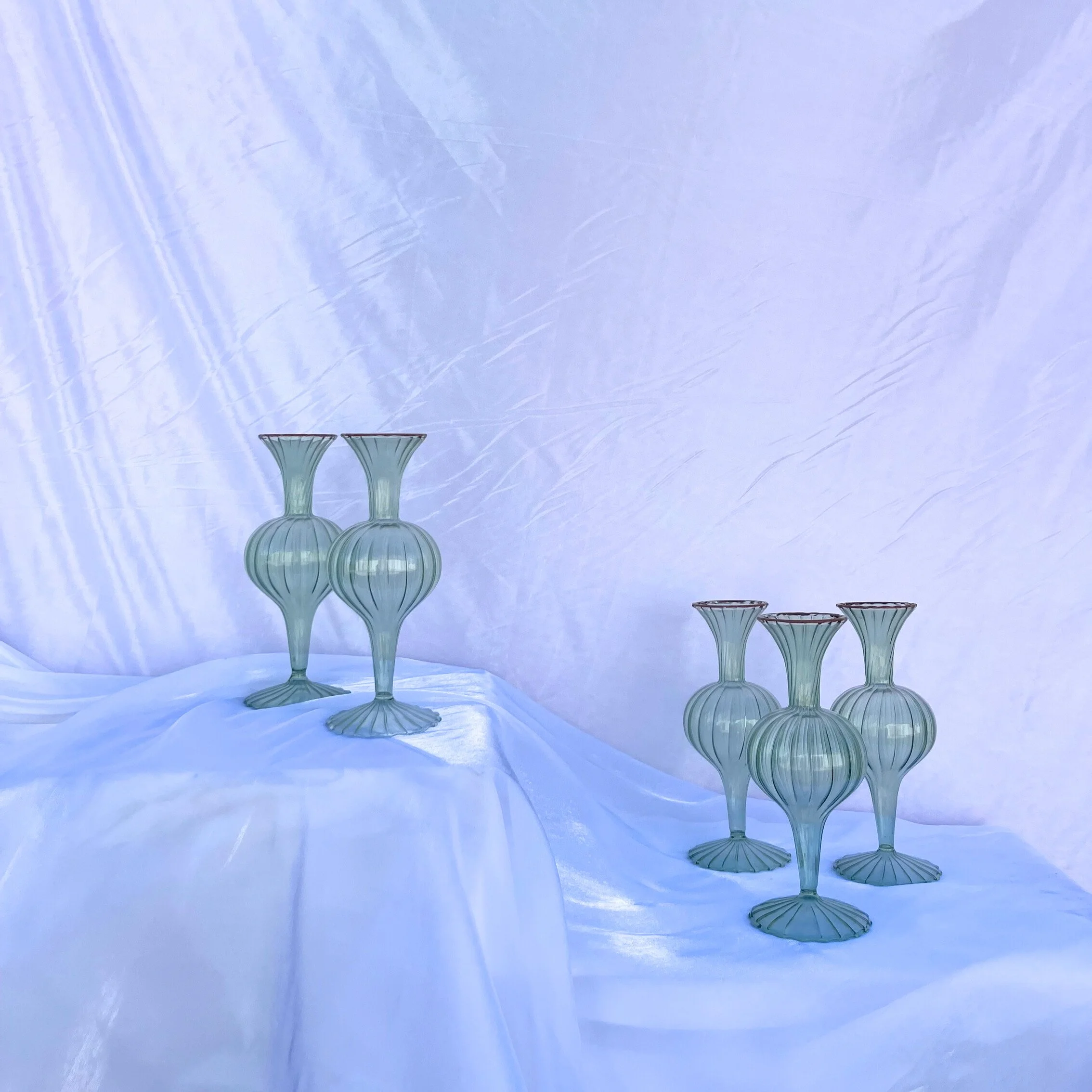 Tall Green Ribbed Glass