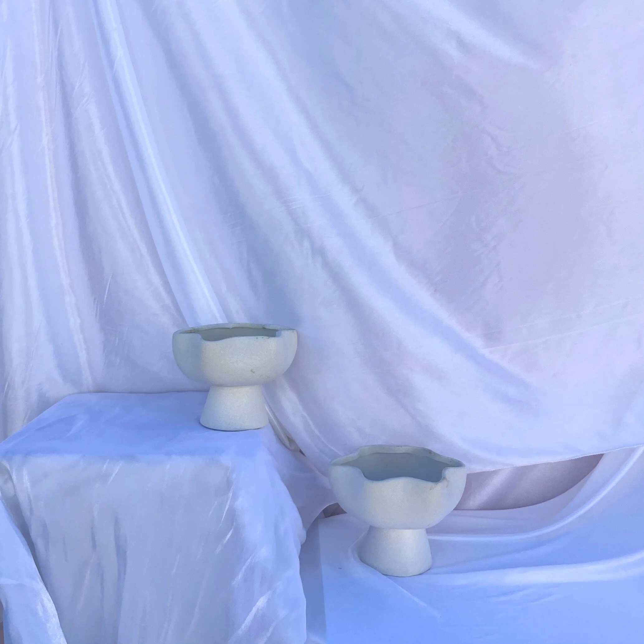 White Wavy Pedestal Bowl