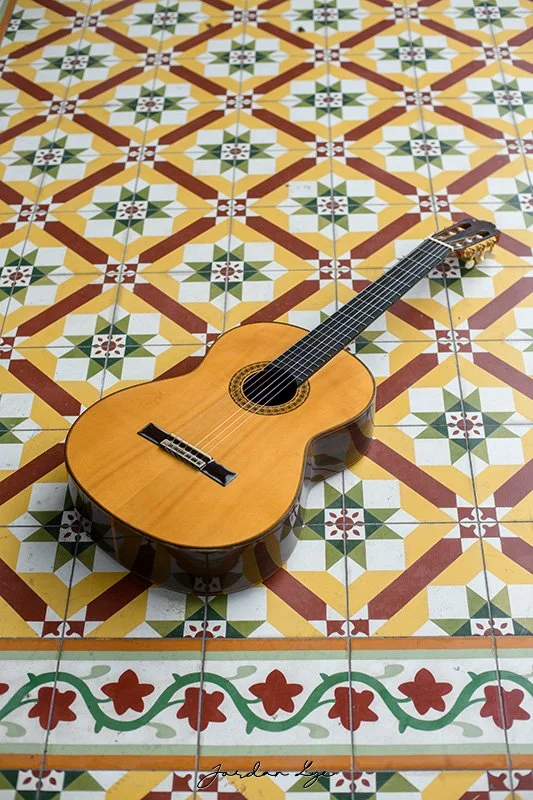 Guitar and floor tiles