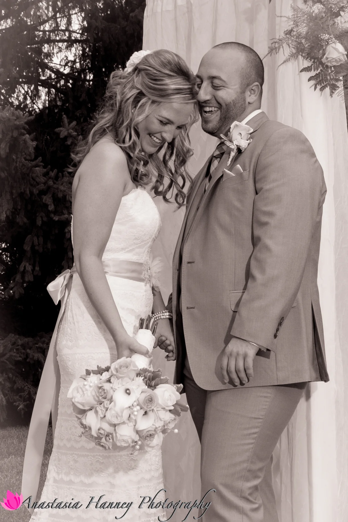 Wedding Photography of Bride and Groom at Cute La Luna Caterers in Bensalem Pennsylvania by Anastasia Hanney Photography