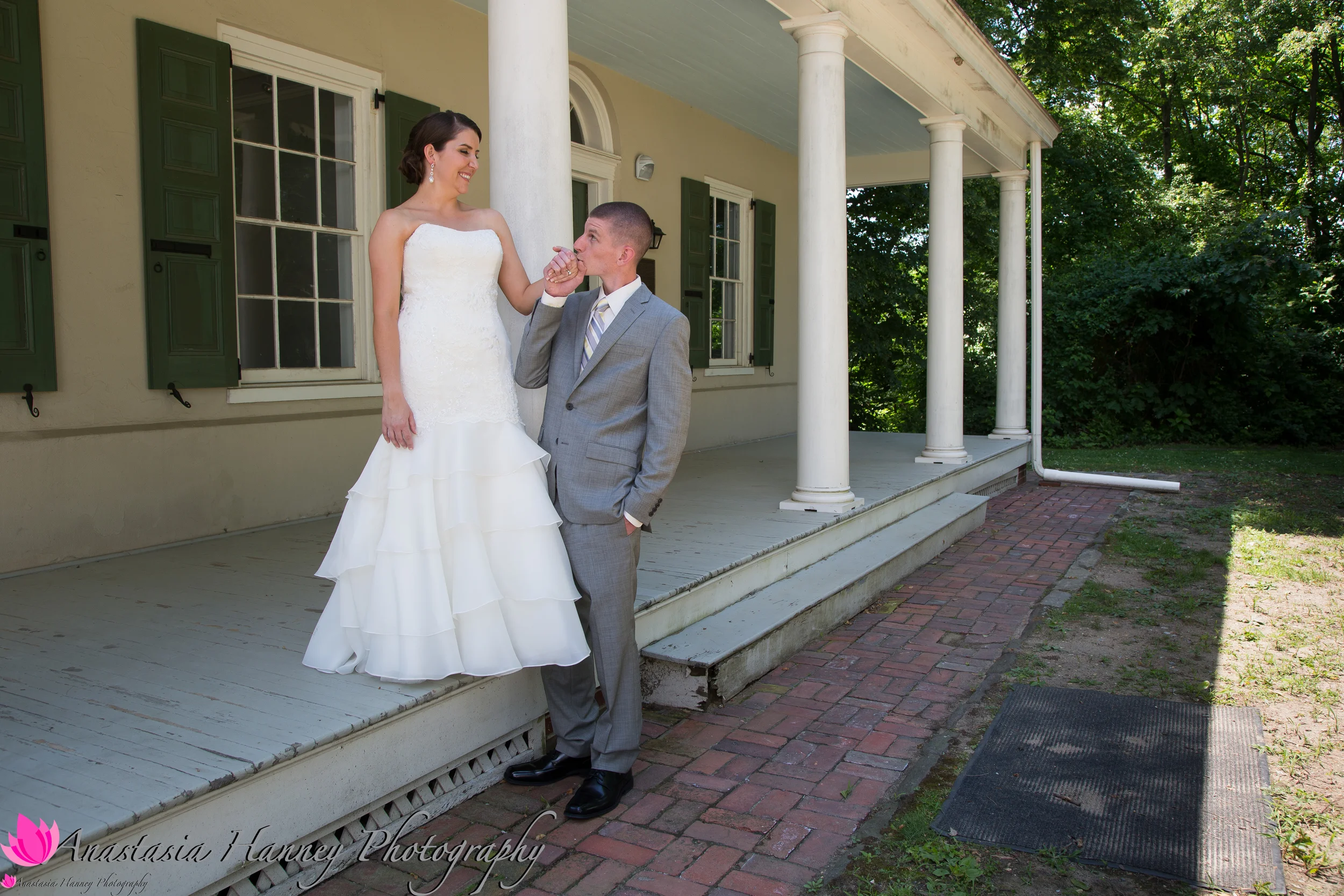 Wedding Photography of Bride and Groom Posing in Cherry Hill New Jersey at Croft Farm