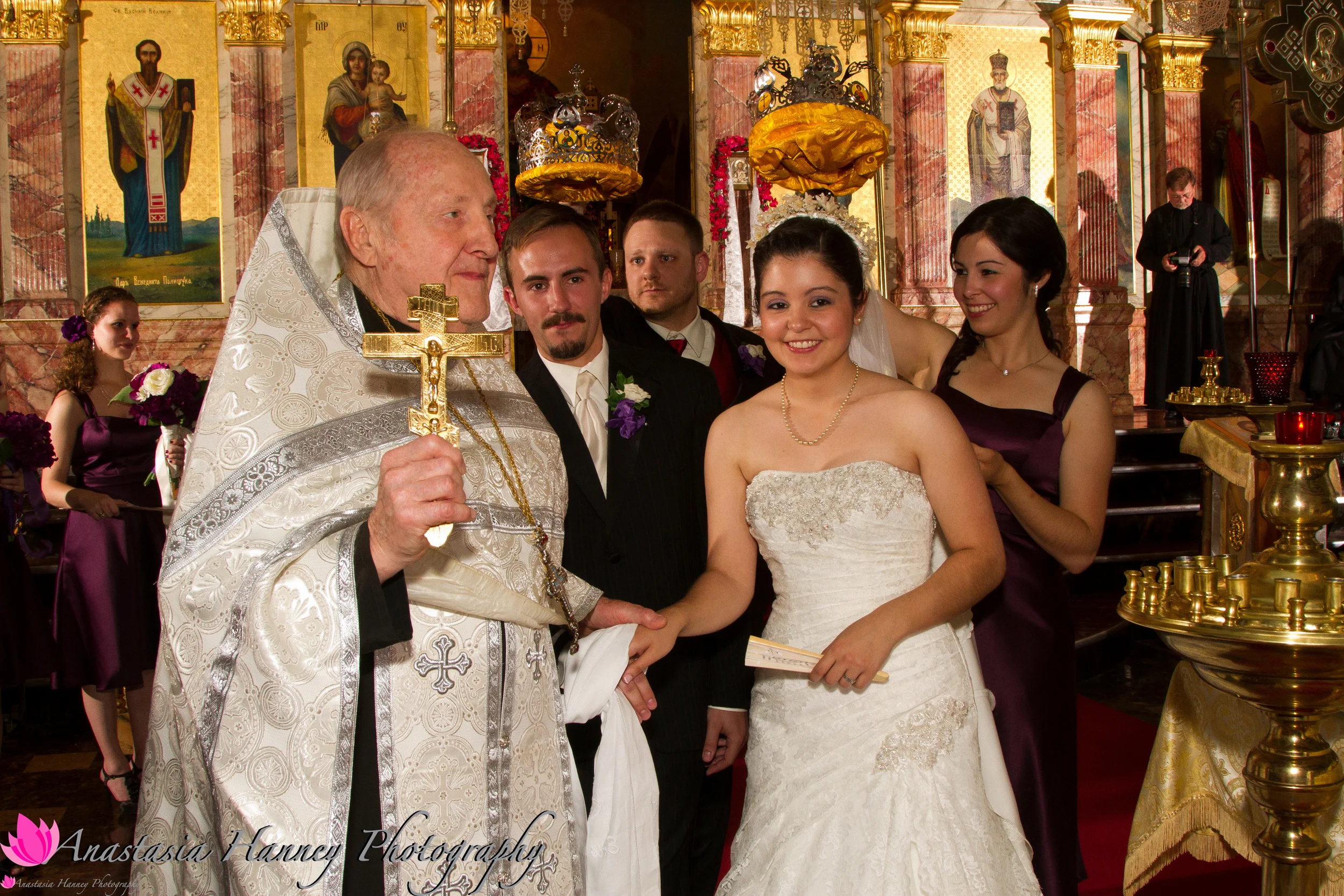 Bride and Groom Walking in Circle during Wedding Ceremony Saint St Nicholas Eastern Orthodox Church Russian Ukrainian Philadelphia Pennsylvania Anastasia Hanney Photography