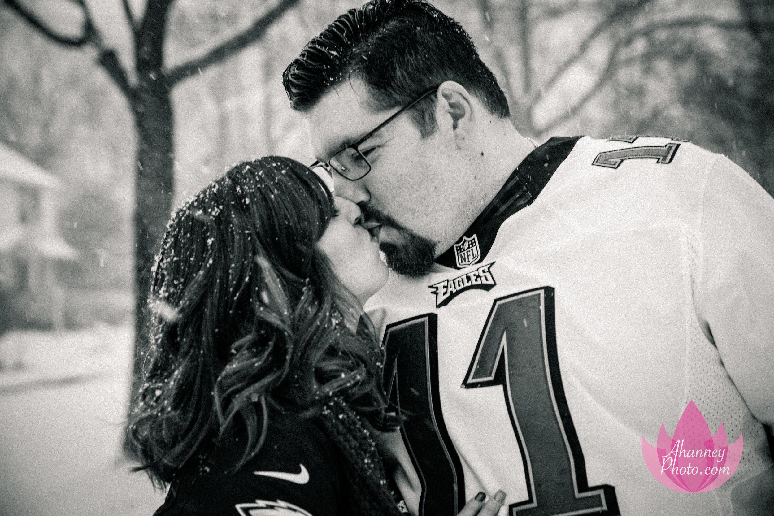 Engagement Photographer Kissing She Said Yes Philadelphia Eagles