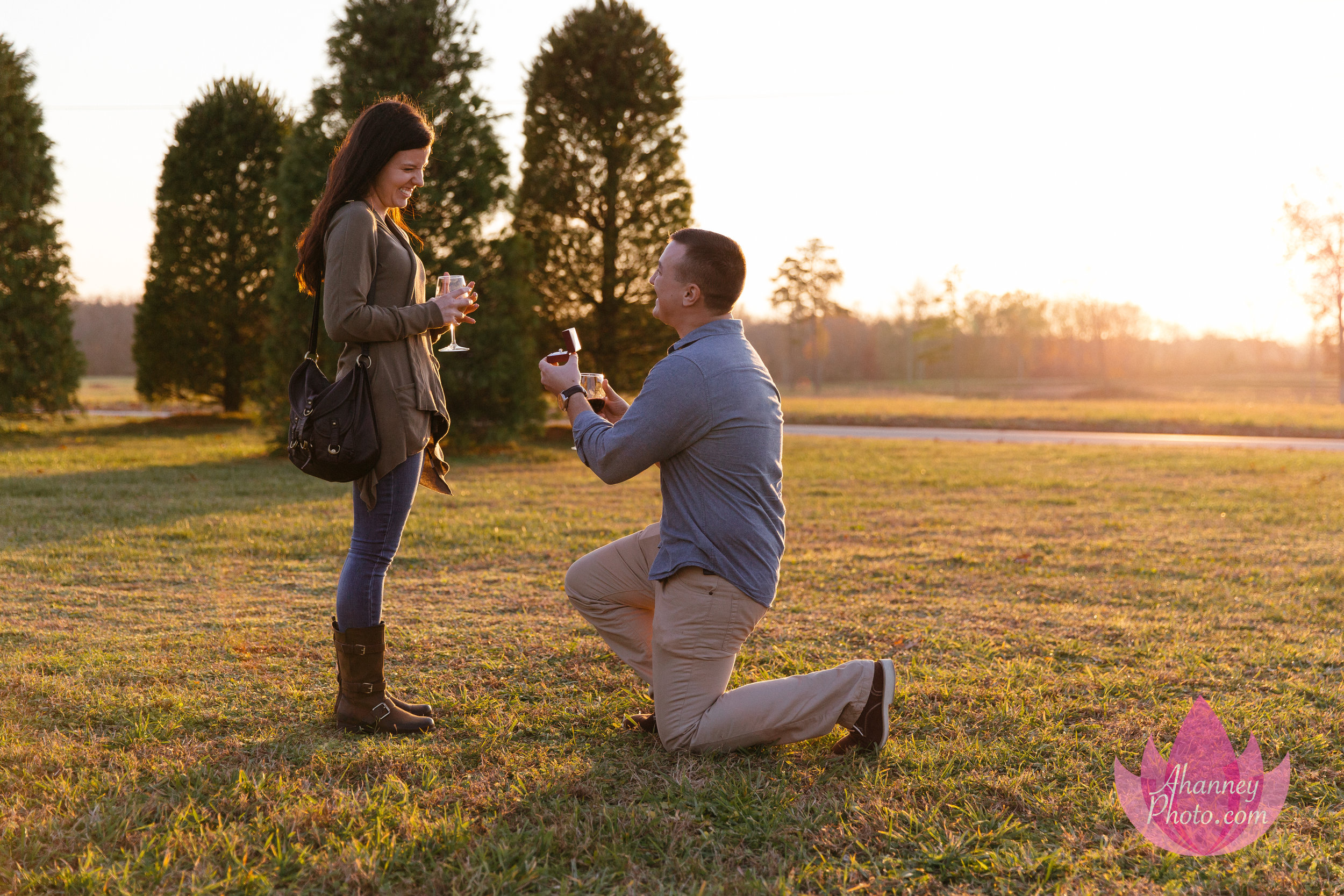Proposal at White Horse Winery Engagement Photographer in Hammonton New Jersey She Said Yes Down on One Knee