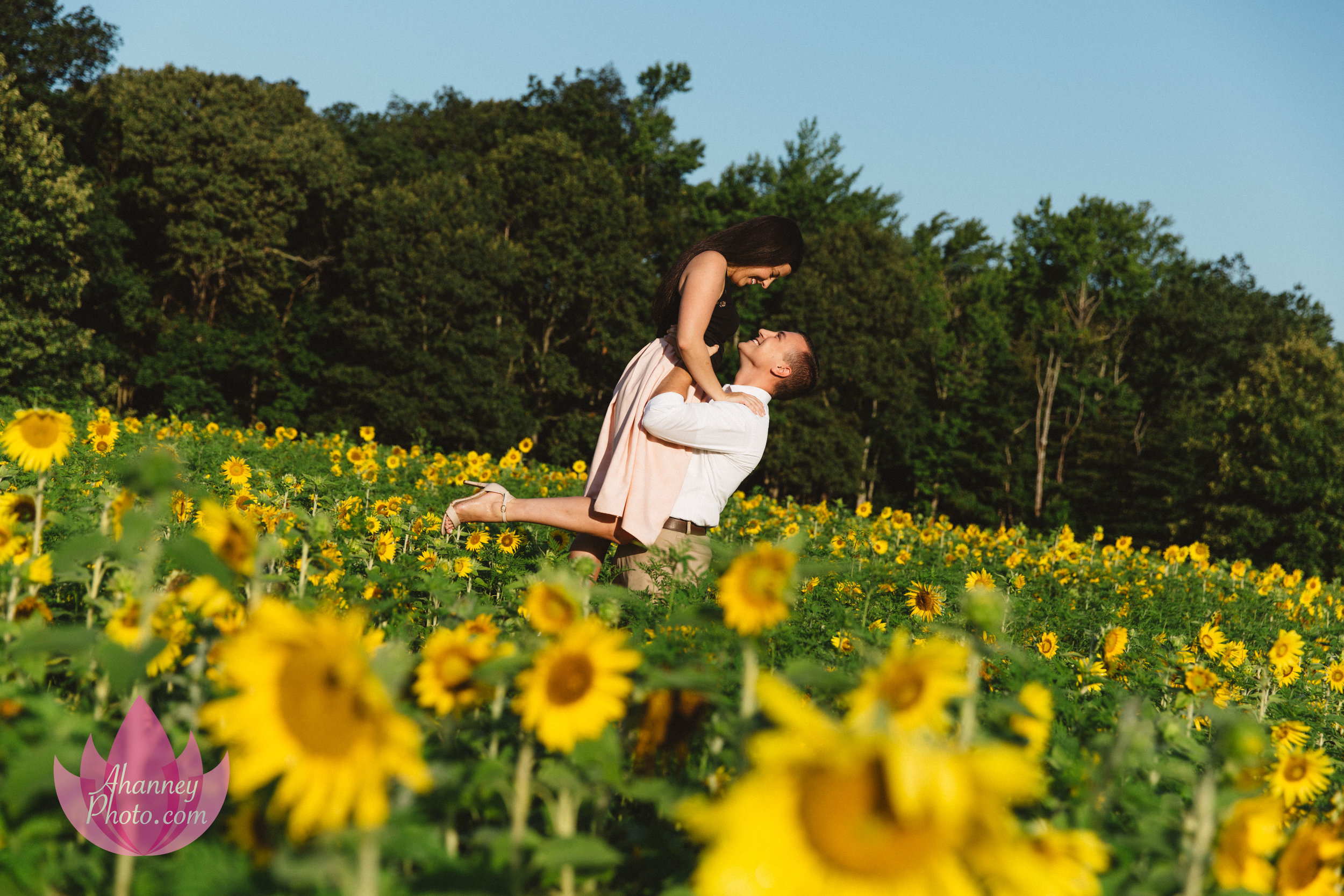 Engagement Photographer in Cape May New Jersey in Sunflower Field She Said Yes