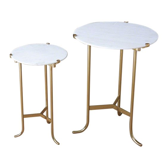 Polished Brass & White Marble Table