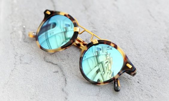 Mirrored Tortoise-shell Sunglasses (Blue)