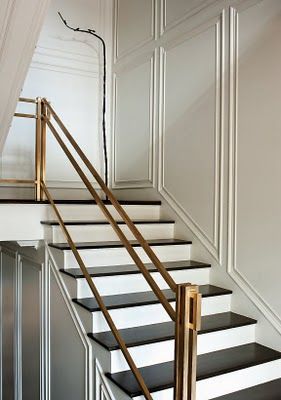 Modernist brushed brass railings by UrbanCraft.