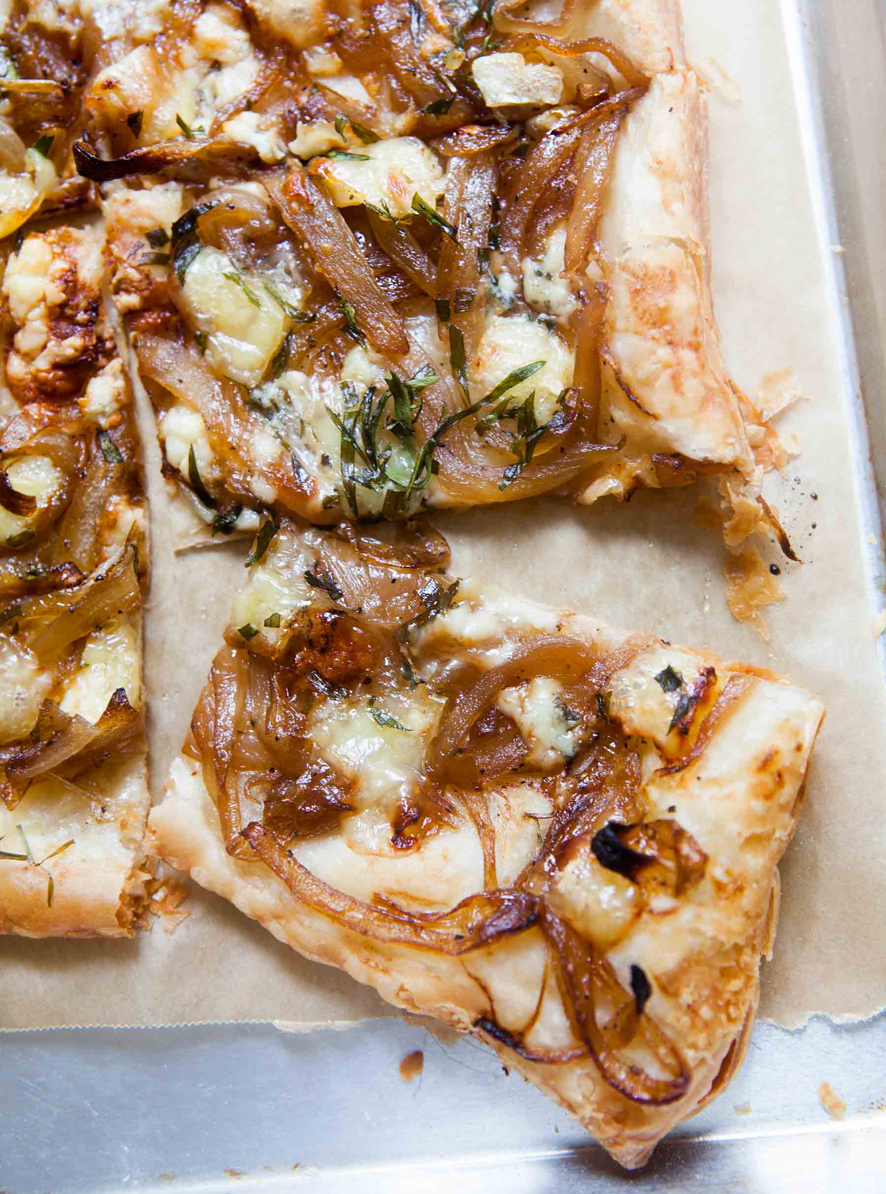 Carmalized Onion Tart with Gorgonzola &amp; Brie