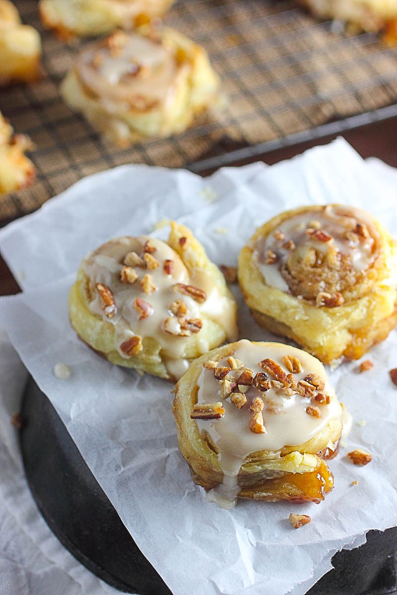 Puff Pastry Cinnamon Rolls with Maple Icing