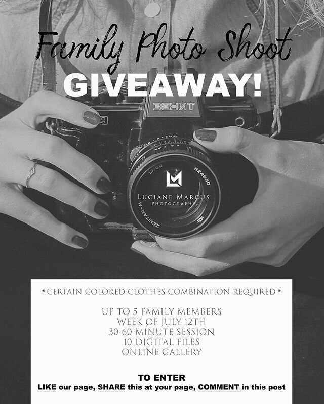 Happy Sunday to you all! I am working on my blog and need a certain color combination for  clothes! So, I decided to offer this giveaway: Families up to 5 members and willing to work closely with me regarding what colors to wear at the session are we