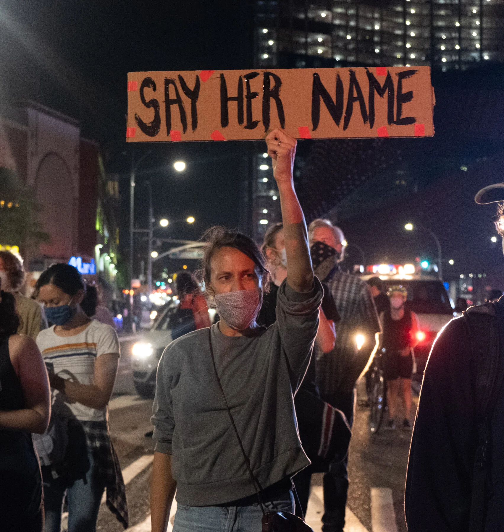  Protesters gather to demand justice for Breonna Taylor in Brooklyn. November 2020.  