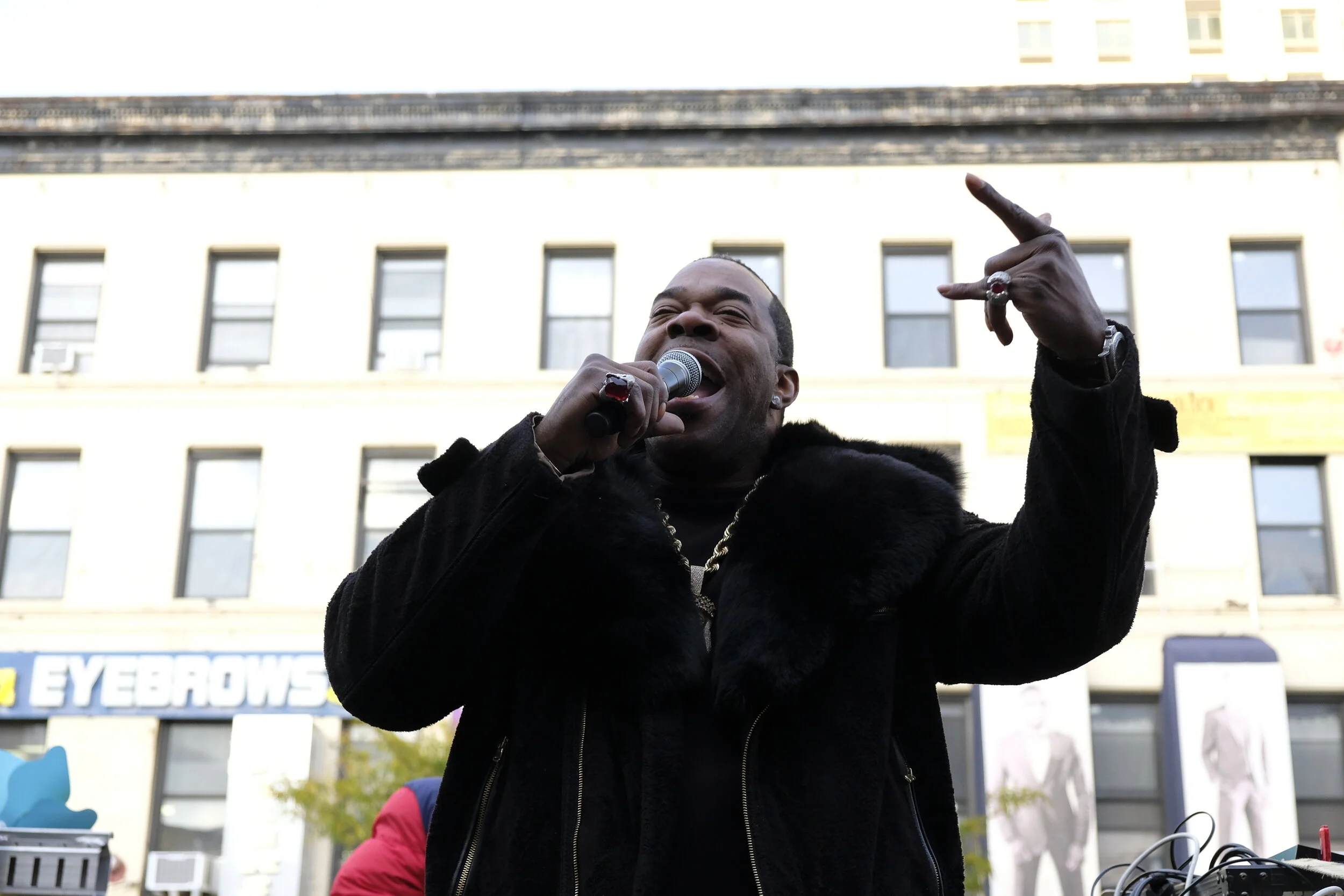  Rapper Busta Rhymes during a surprise street performance in Harlem on Election Day 2020.  