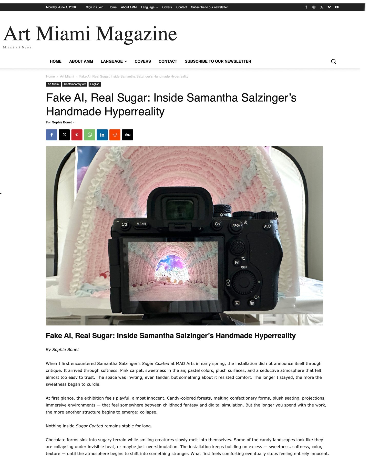 Thank you to Sophie Bonet @bonet.hekit for this beautifully written and thoughtful essay on Sugar Coated, currently on view at MAD Arts @madarts_space through June 14.

I've included excerpts from the article in this carousel. The full essay, "F