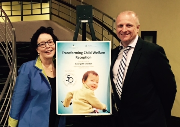 President/CEO Sharon Osborne and President/CEO Brian Boon of CARF International, supporter of the reception for the Wicked Problems of Child Welfare institute in Chicago.