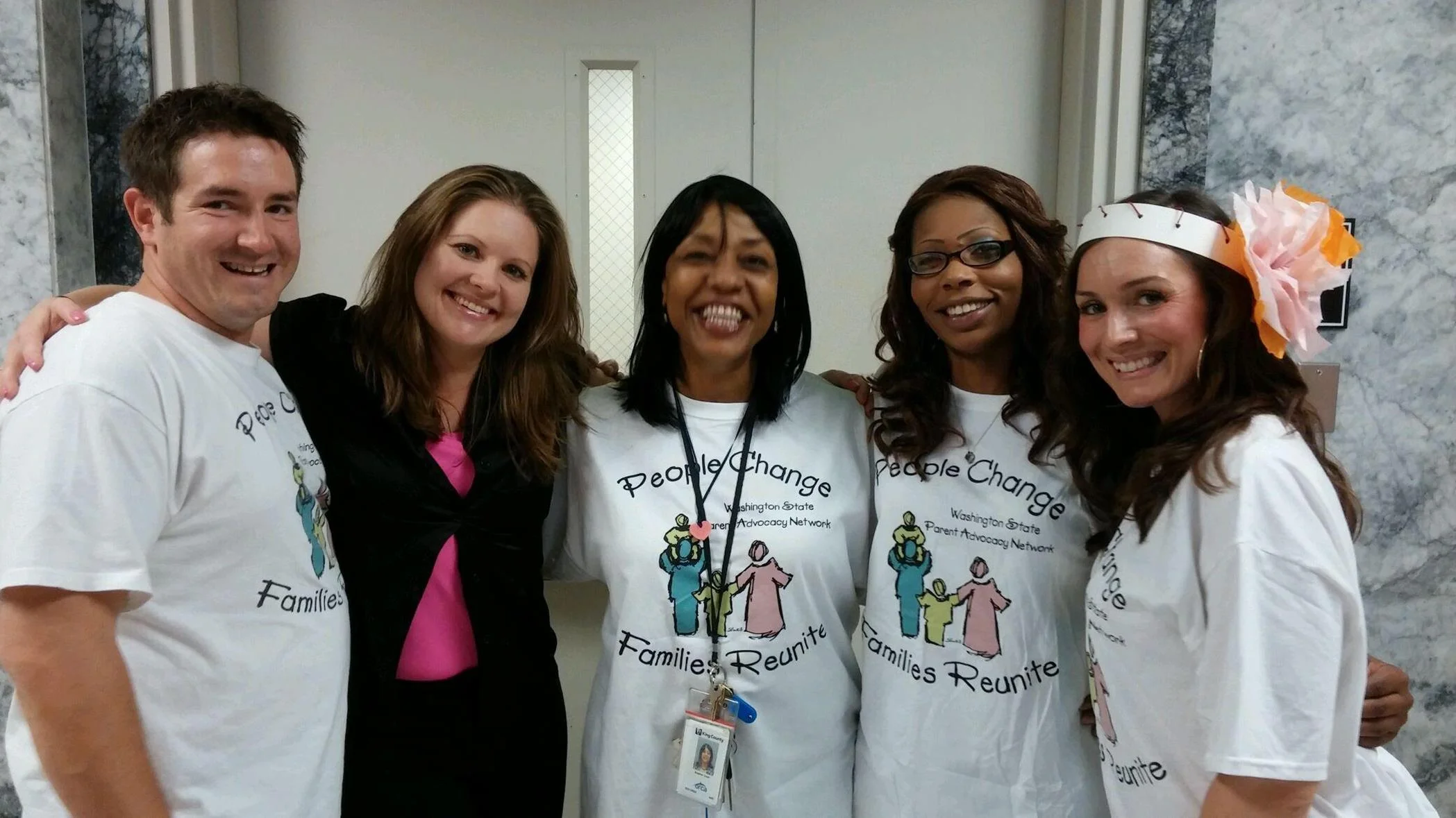 CHSW Advocacy Lead Alise Hegle, second from right, works closely on policy efforts with the Washington State Parent Ally Committee members Jason Bragg, Kimberly Mays, Dana Dildine and Nina Caso.