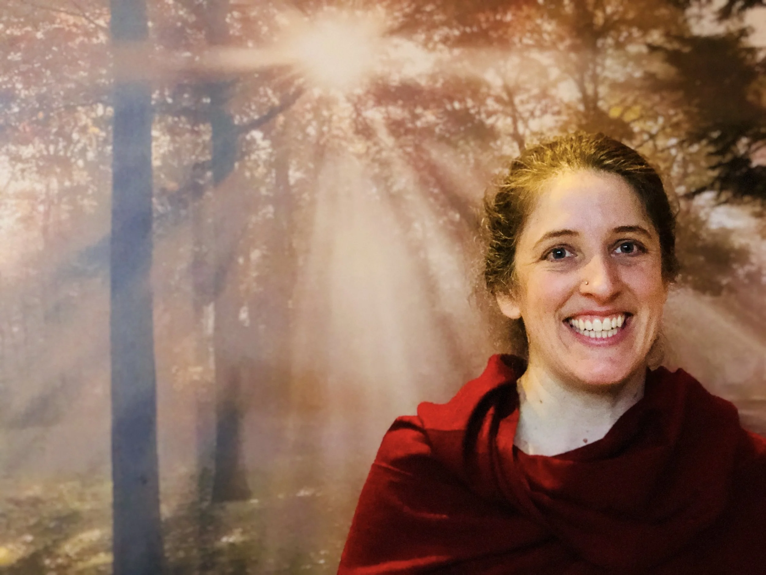 In 2010, Sarah Bish became a disciple of Chandra Om . Sarah says about what she has learned: "I am changing, growing, and learning how to Love and Be Loved… to Be Receptive to Love and Grace." Sarah completed the 200 hour & 500 hour yoga teacher trainings (among others) at the NC School of Yoga, mostly under the instruction of her spiritual sisters, senior disciples of her Guru, Padma Om, and Lakshmi Om (who is now the Director of her spiritual home, the Shanti Niketan Ashram in Cary, NC). The Eco-Institute is blessed to welcome Sarah as our newest Staff Member, and we've been enjoying practicing lighthearted, reverent, powerful yoga with her guidance! To learn more about Sarah Waggoner Bish, check out her website .