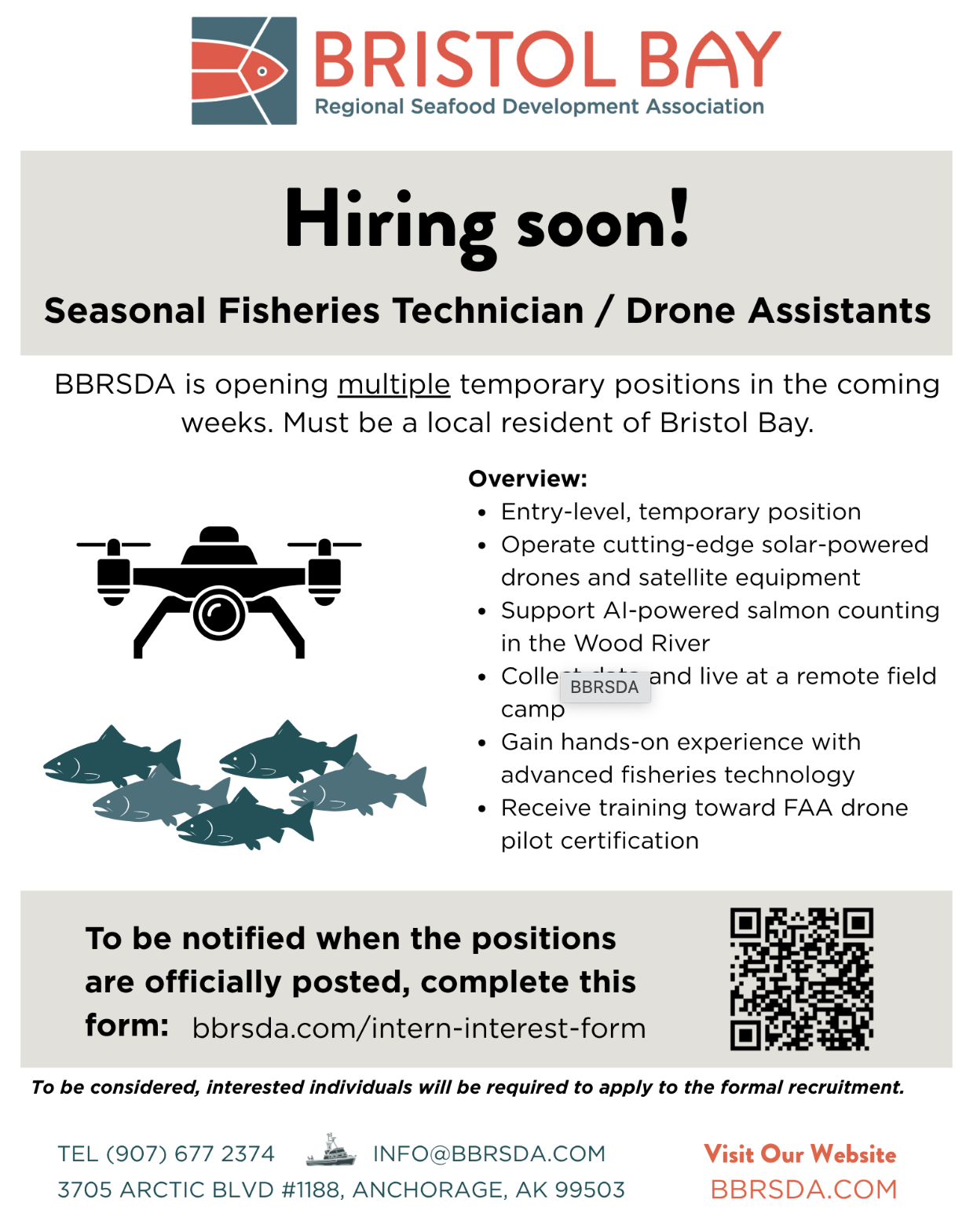 Hiring Soon! Seasonal Fisheries Technician / Drone Assistants