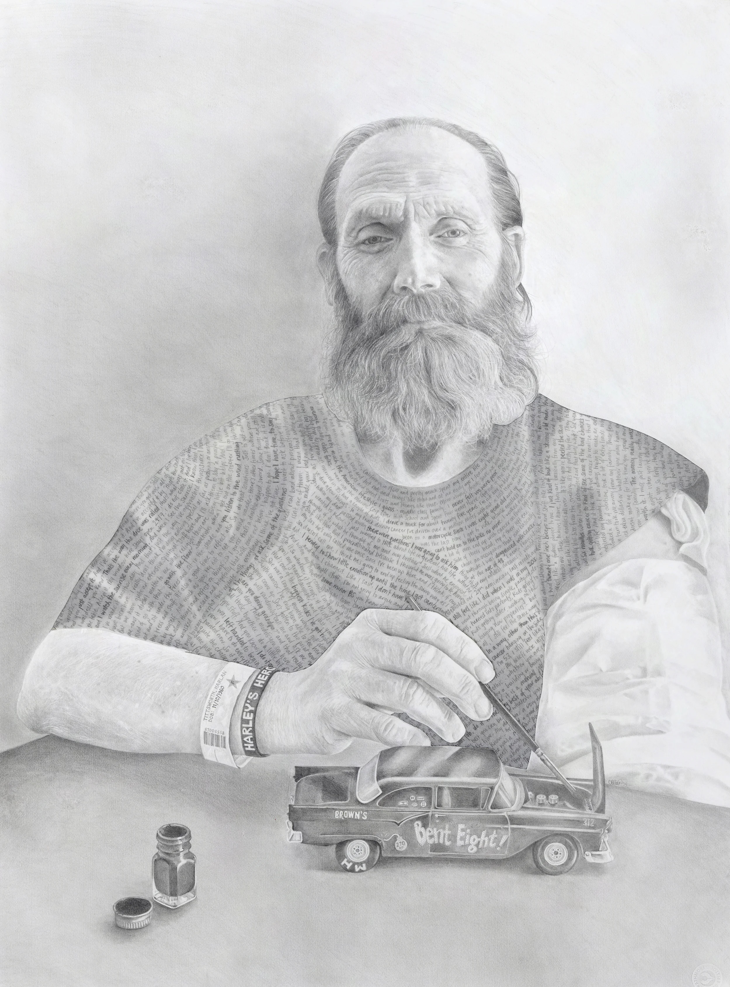 Harlan - Pencil on drawing and tissue papers - 30" x 22" - © Claudia Biçen 2015