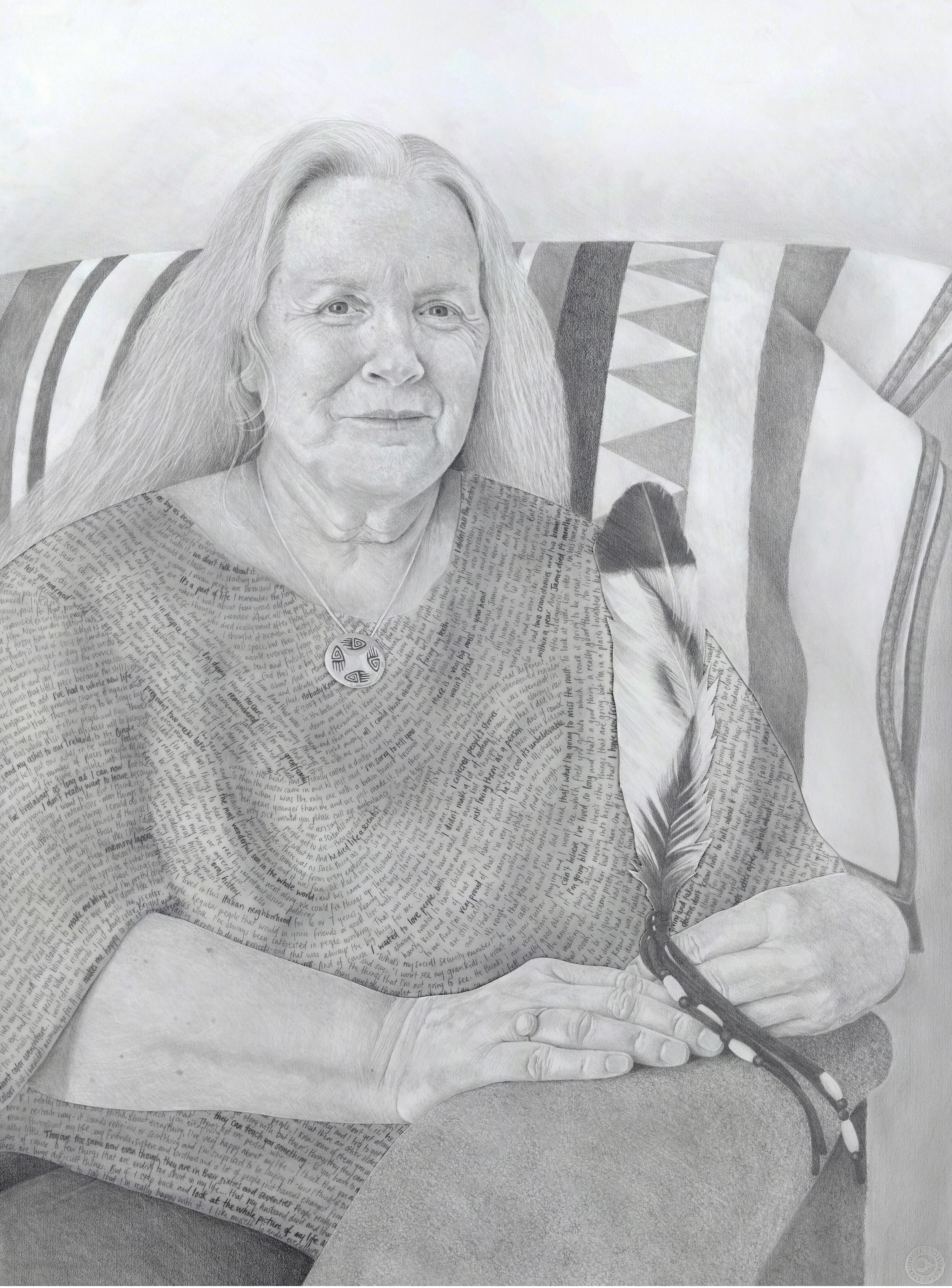 Judith - Pencil on drawing and tissue papers - 30" x 22" - © Claudia Biçen 2015