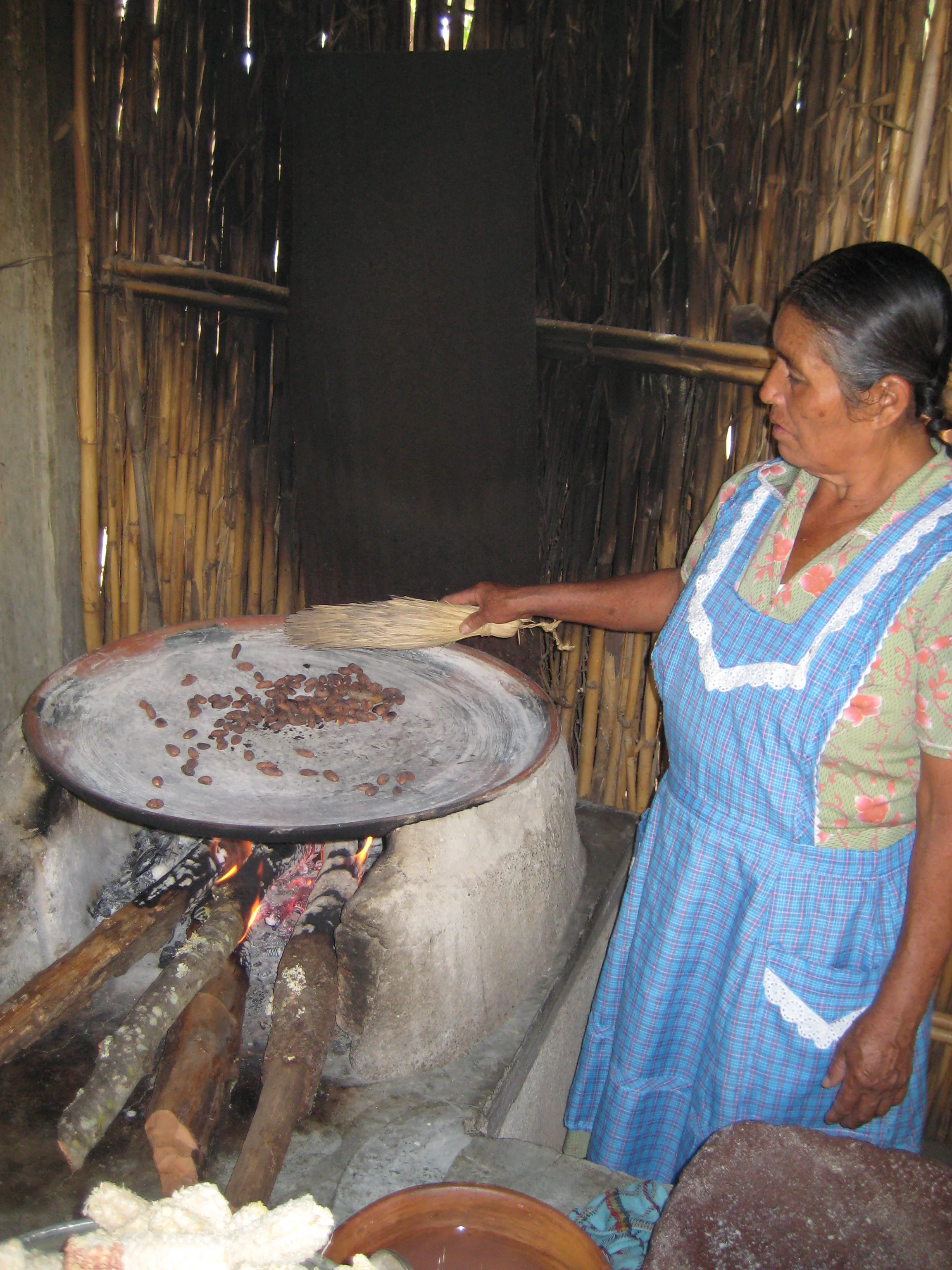  Señora Navarro-Gomez toasting Cacao to make  Tejate , Oaxaca, Mexico, 2008 