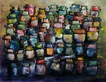 Neighborhood Quilt, Oil on paper