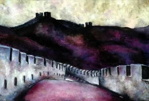 "Great Wall of China" 15"x22", oil on paper