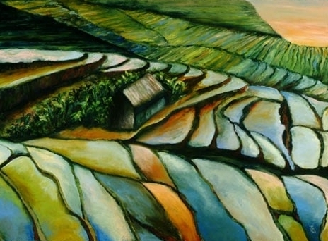 "Rice Terrace Glory" 2"x30", oil on paper