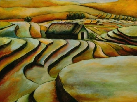 "Terraced View" 22"x30", oil on paper