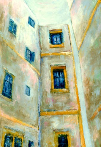 "Windows into Morocco" 44"x30", oil on paper