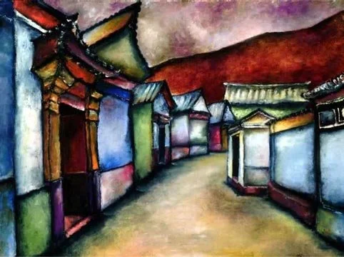Hutong, Oil on paper, 22"x30"