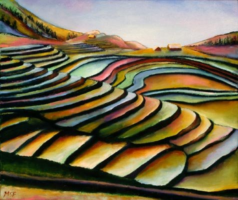 Terrace Climb, Oil on canvas