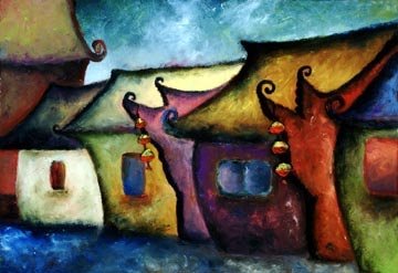 Residential China, Oil on paper, 15"x22"