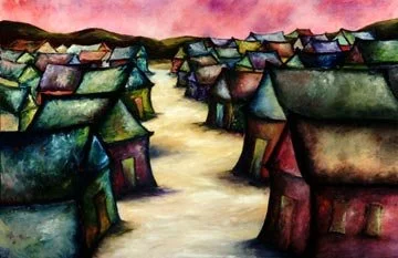 Village Jewels, Oil on paper