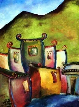 Yangshuo Village, Oil on paper, 30"x22"