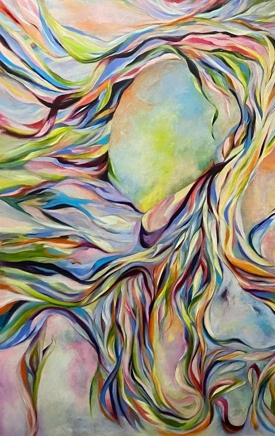 Waves in Blooming detail, Oil on canvas