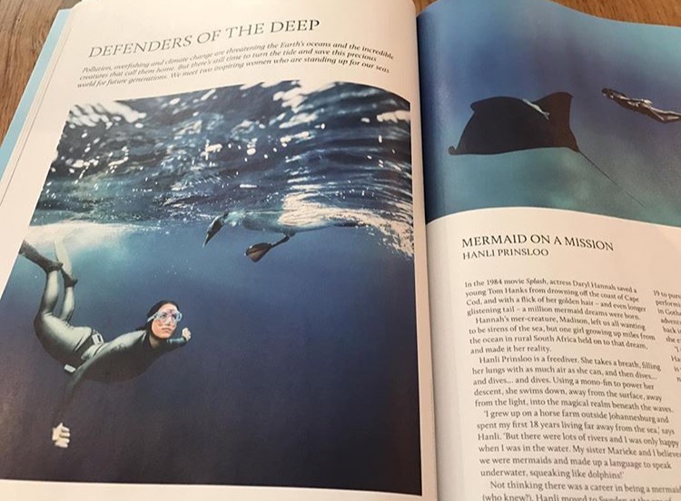 Breathe Magazine / Defenders of the Deep by Lauren Jarvis June 2017 I’ve had so many awe-inspiring encounters in the ocean, and each one has its own magic, from the floating grace of a giant manta ray, to the quiet beauty of a whale shark, or playful dolphins, circling around me,” smiles Hanli. “But the stand-out encounter was with a young sperm whale who broke away from his large pod to play. We dived down together, eye to eye, a special dance of fins and flukes, before heading back up to breathe and down again for more...