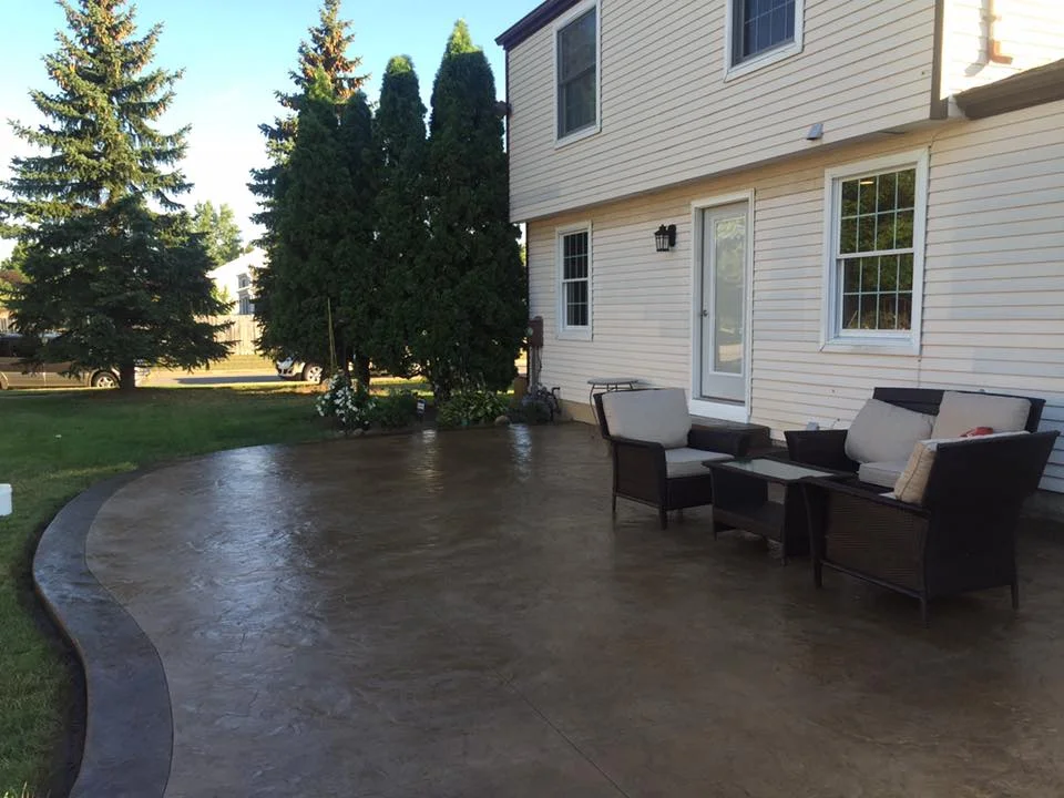 Patios Our design specialist can help you create your own unique patio design. We offer a variety of choices, including even our brand new glow-in-the-dark concrete.