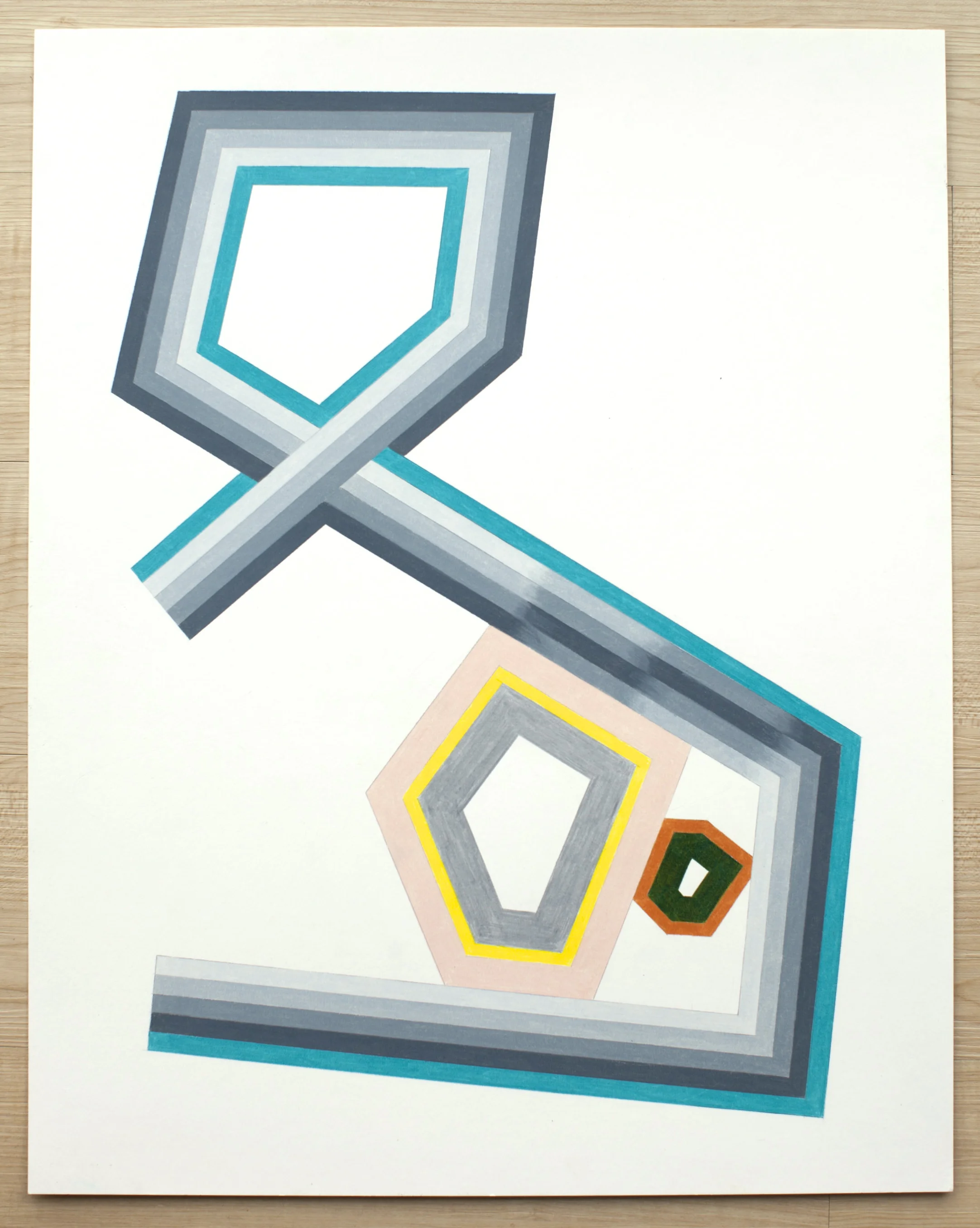 Untitled (Sheltered Polygons), 2015, colored pencil on paper, 24 x 19 inches