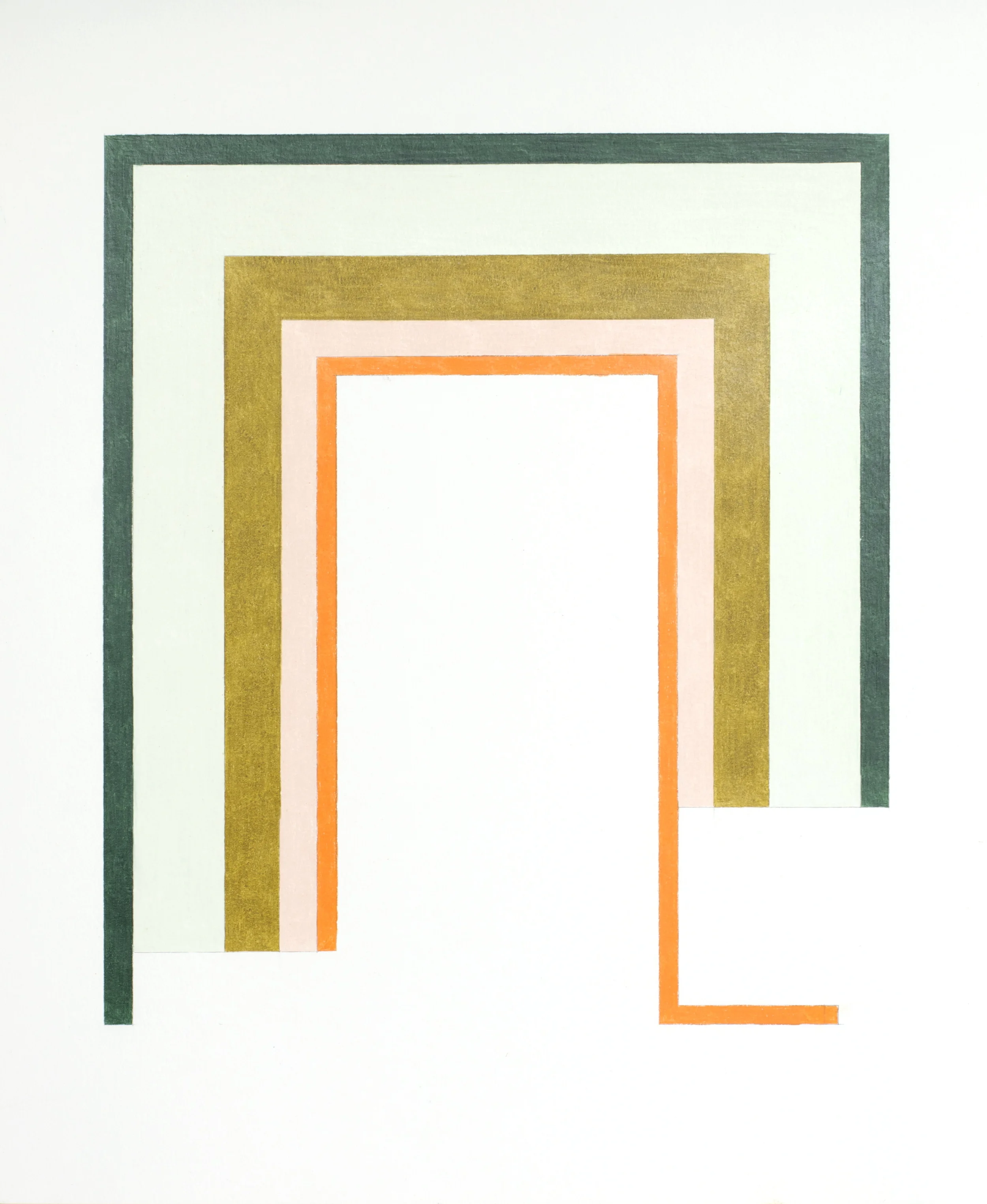 Color Study With Orange Control Leg (Number 4), 2016 colored pencil on paper, 17 x 14 inches