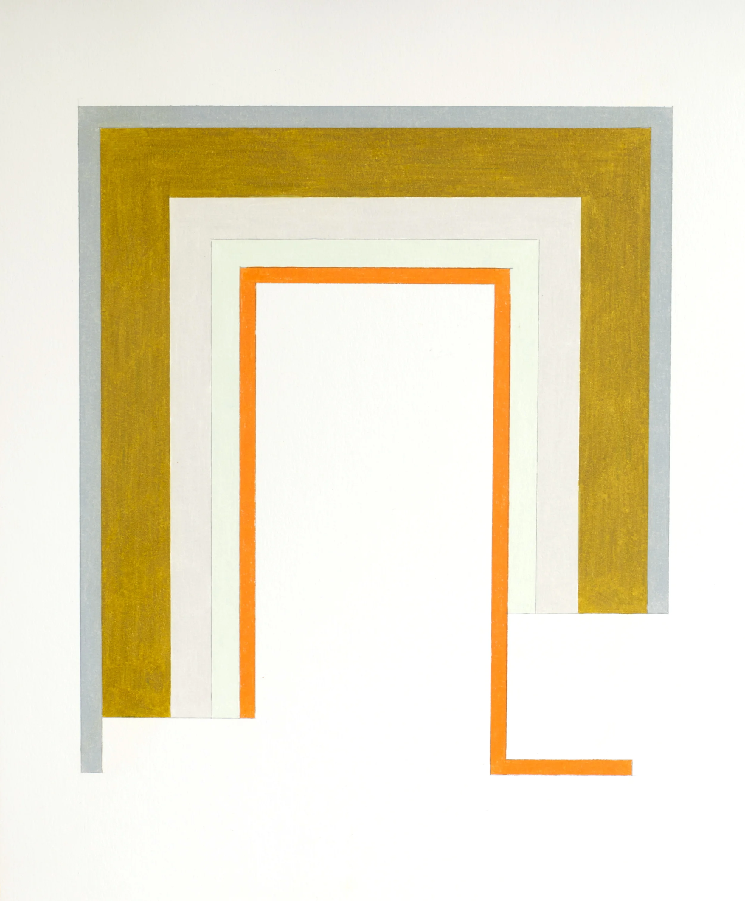 Color Study With Orange Control Leg (Number 5), 2016 colored pencil on paper, 17 x 14 inches