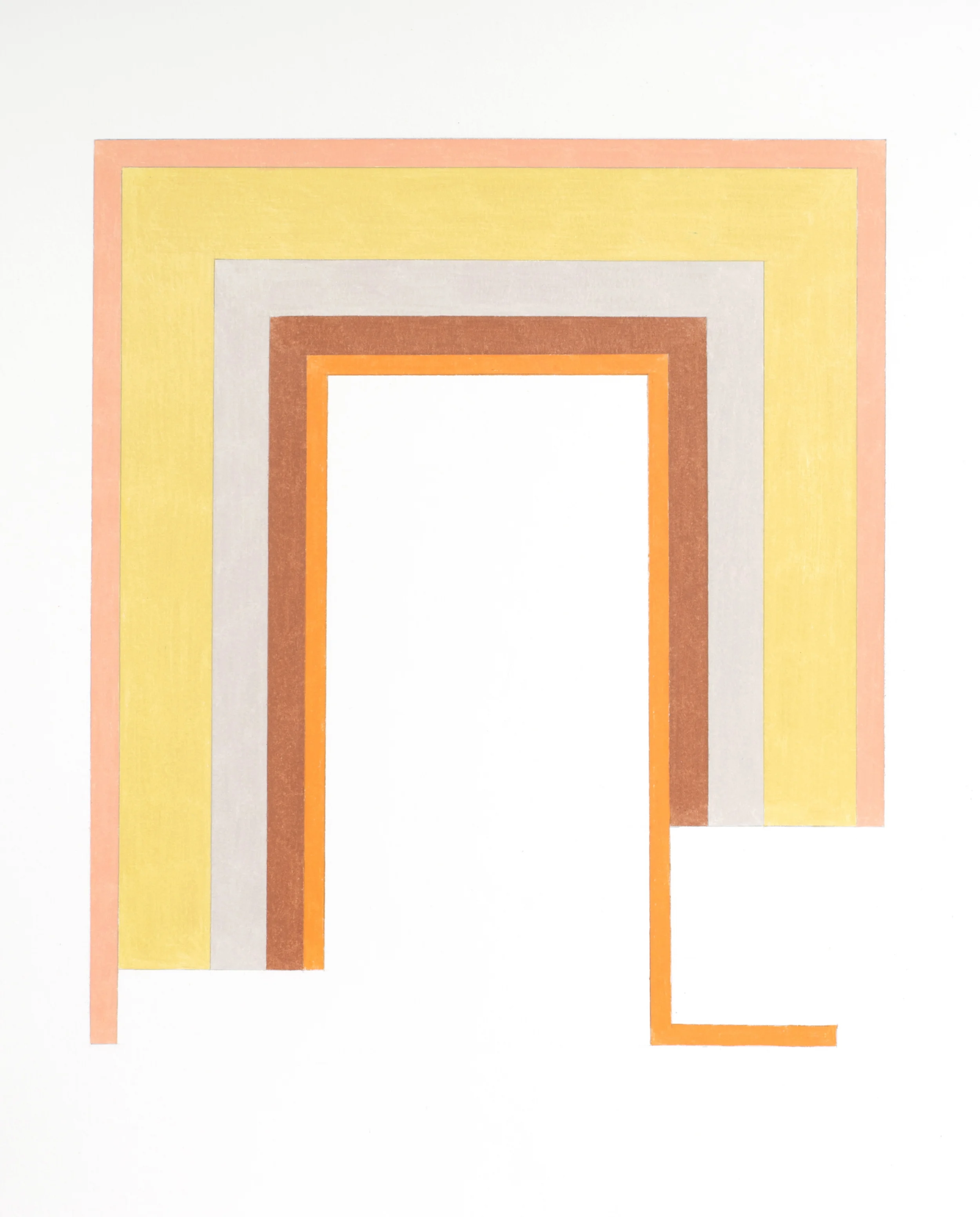 Color Study With Orange Control Leg (Number 7), 2016 colored pencil on paper, 17 x 14 inches