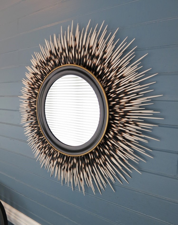 32" ivory-tip porcupine quill mirror