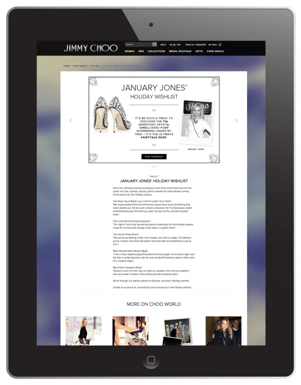 JANUARY JONES INTERVIEW - HOLIDAY WISHLIST