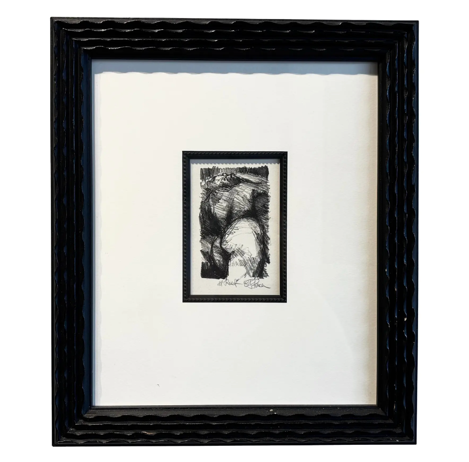 Ed Rosen,
Midcentury Black and White Framed Charcoal Drawing of Nude, ca. 1960