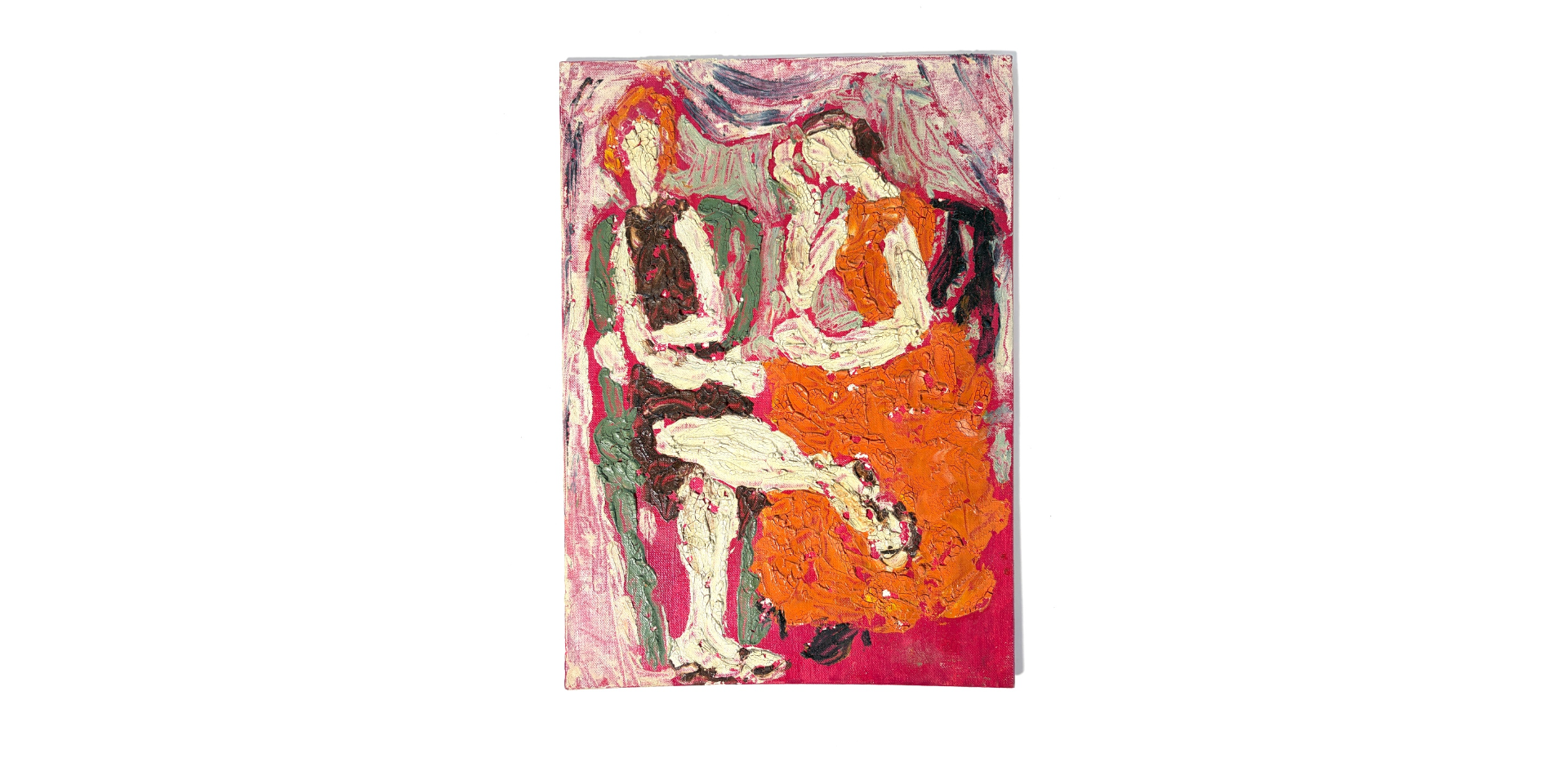 Ruth Aizuss Migdal,
Sitting Ladies #6, 1950s
Oil on canvas
14 × 10 in | 35.6 × 25.4 cm
