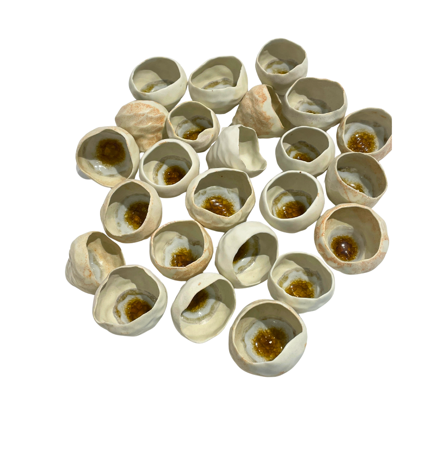 Mamo Cups Porcelain Sculpture
Carolyn Cronin Hughes (2025)
Glazed porcelain and glass