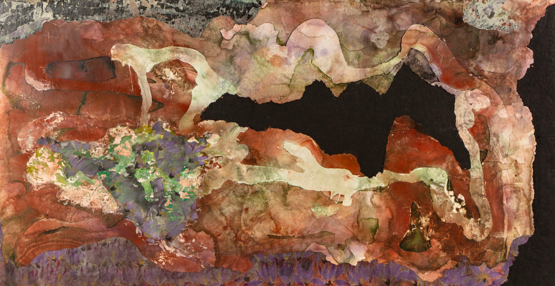 CV Peterson,
Mountains Dream Of The Fields Before, 2025
Painting on panel
24 × 47 × 2 in | 61 × 119.4 × 5.1 cm