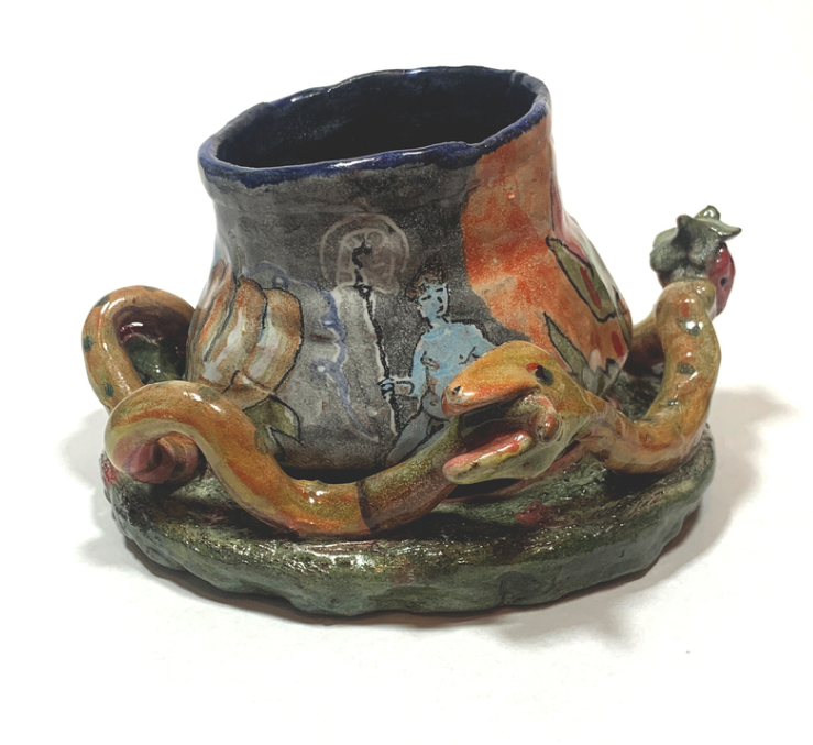 Christopher Lee Williams,
Garden Napping Sipper, 2025
Ceramic, glaze
4 1/2 × 4 1/2 × 3 in | 11.4 × 11.4 × 7.6 cm
